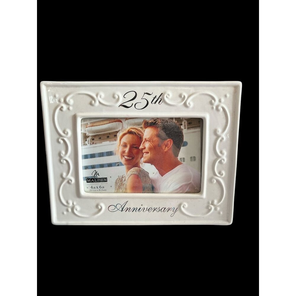 Malden International 25Th Anniversary Porcelain Ceramic Frame 4x6